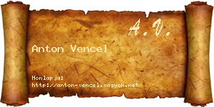 Anton Vencel névjegykártya